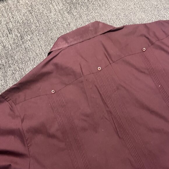 Sobrino Red Shirt XL Button Up Short Sleeve Dress Poly Cotton Four Pocket Cuban - Picture 9 of 13